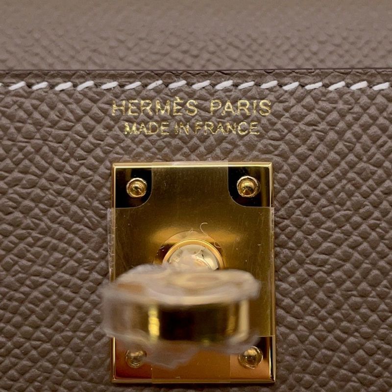 エルメス ハンドバッグ ミニケリー2 外縫い エトゥープ/ゴールド金具 エプソン W刻印 2wayショルダー