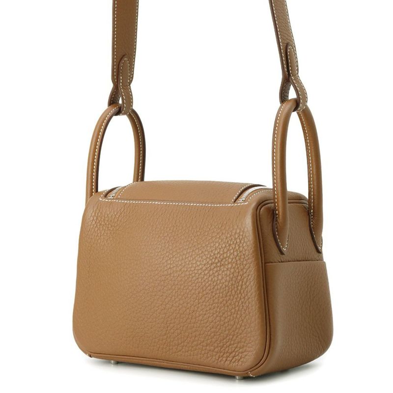 エルメス ハンドバッグ リンディ ミニ ゴールド/シルバー金具 トリヨンクレマンス B刻印 2wayショルダー