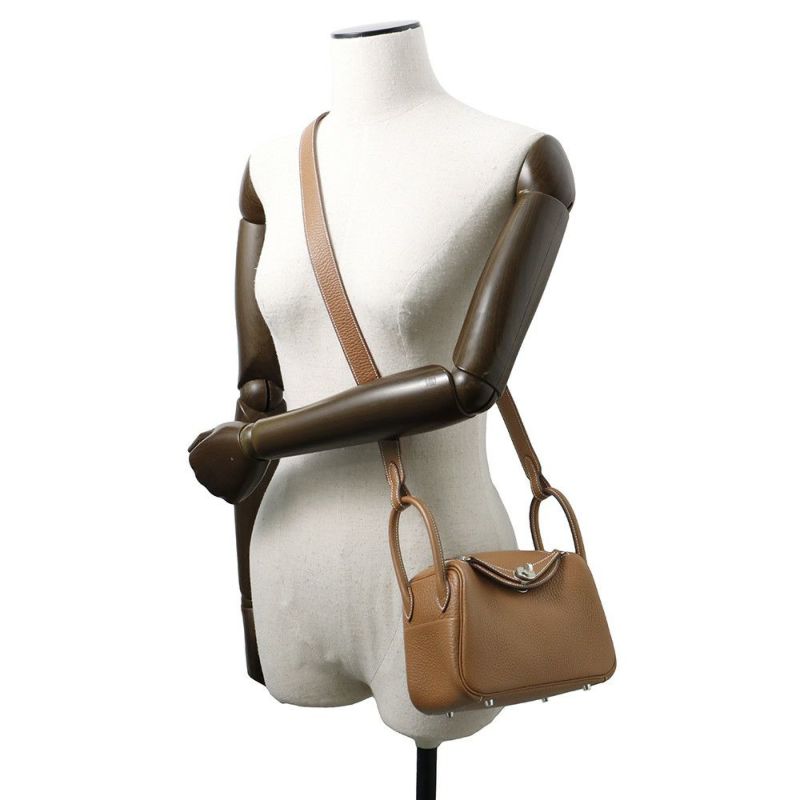 エルメス ハンドバッグ リンディ ミニ ゴールド/シルバー金具 トリヨンクレマンス B刻印 2wayショルダー