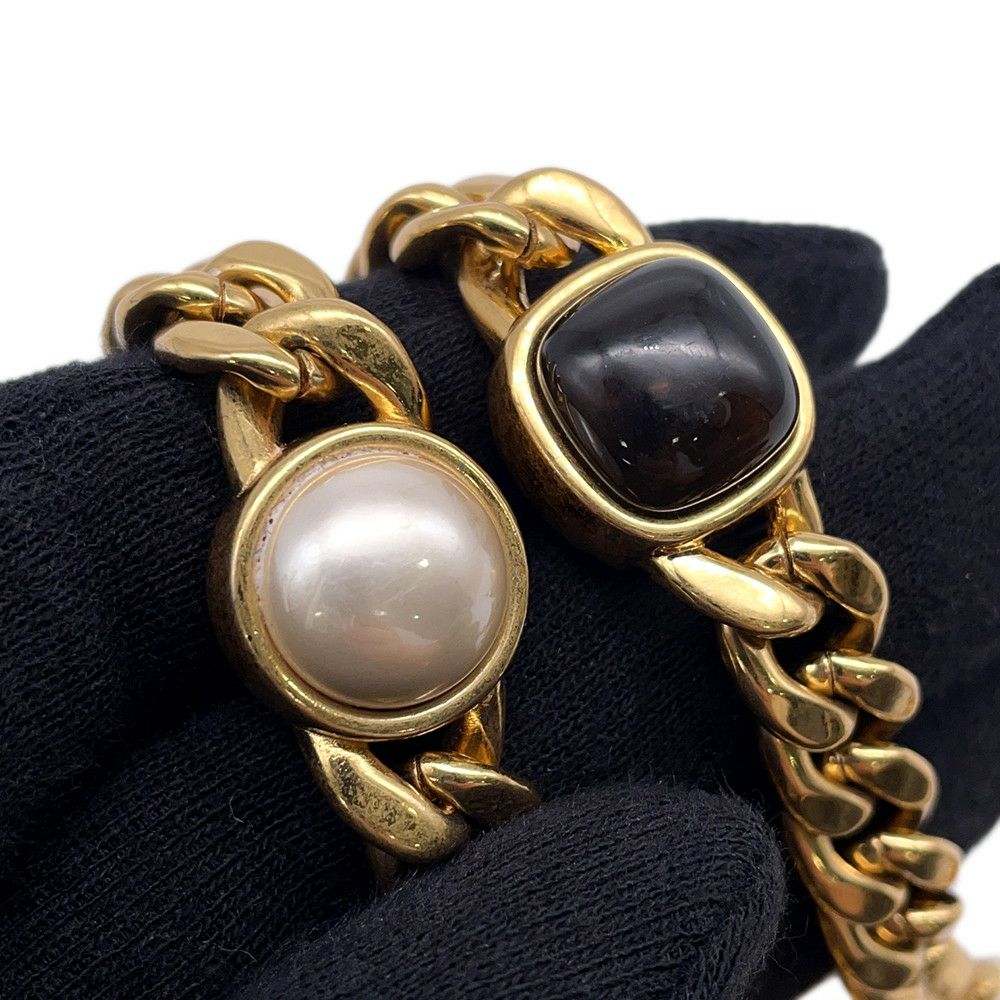 シャネル チェーンウォレット マトラッセ フェイクパール ミニ ラムスキン AP2932 CHANEL 黒