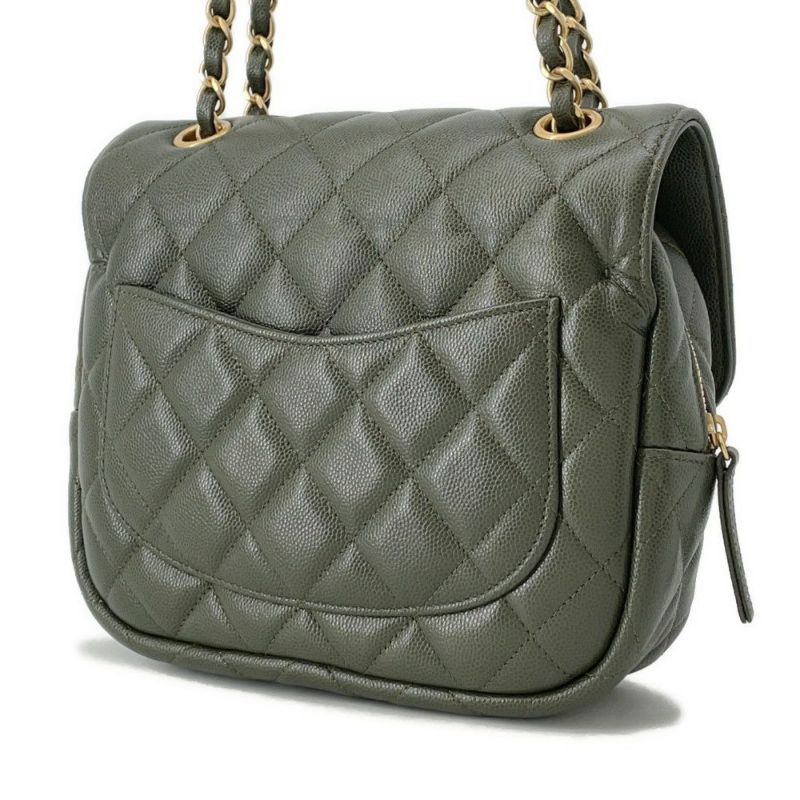 シャネル チェーンショルダーバッグ マトラッセ ココマーク キャビアスキン CHANEL