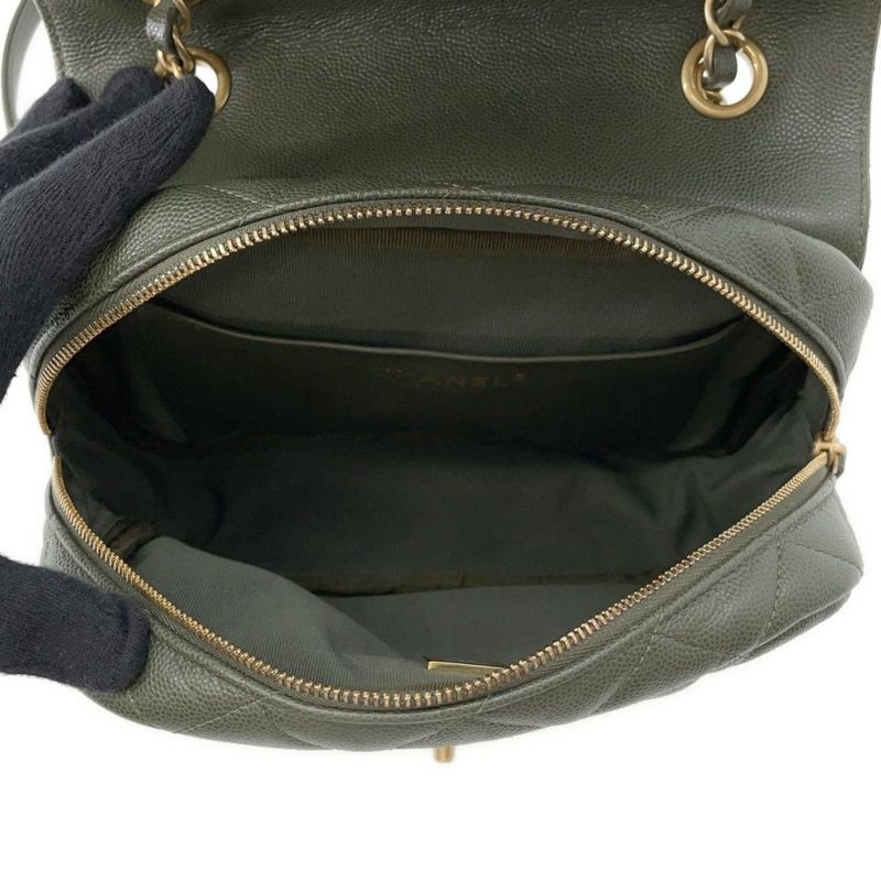 シャネル チェーンショルダーバッグ マトラッセ ココマーク キャビアスキン CHANEL