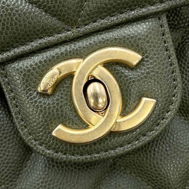 シャネル チェーンショルダーバッグ マトラッセ ココマーク キャビアスキン CHANEL