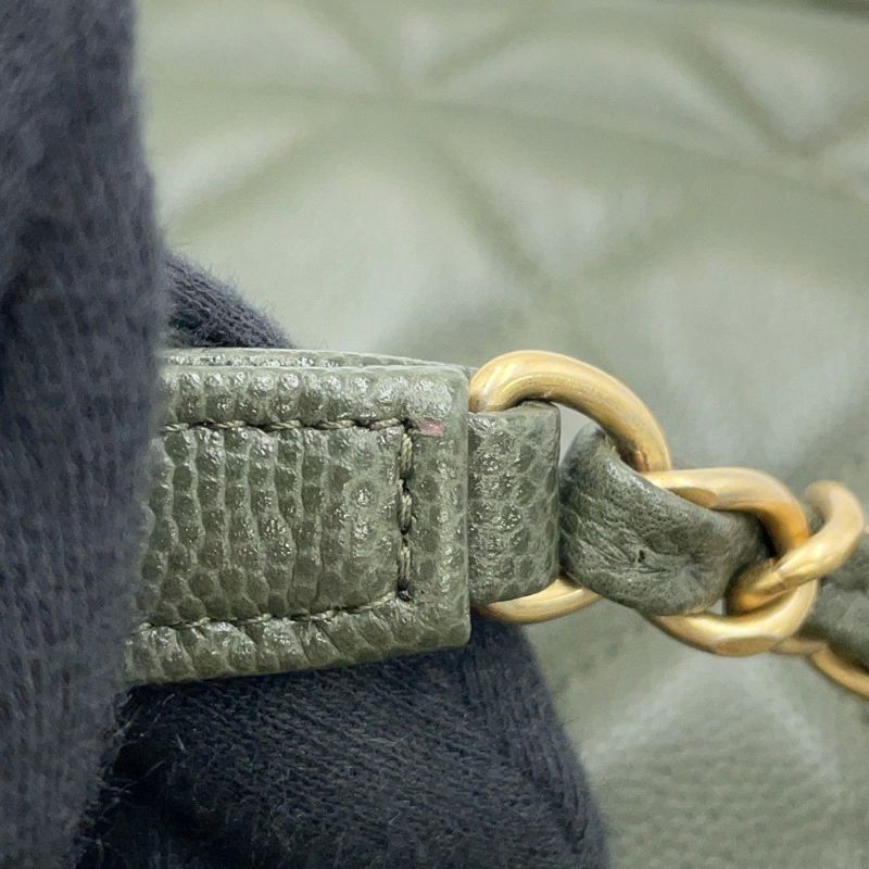 シャネル チェーンショルダーバッグ マトラッセ ココマーク キャビアスキン CHANEL