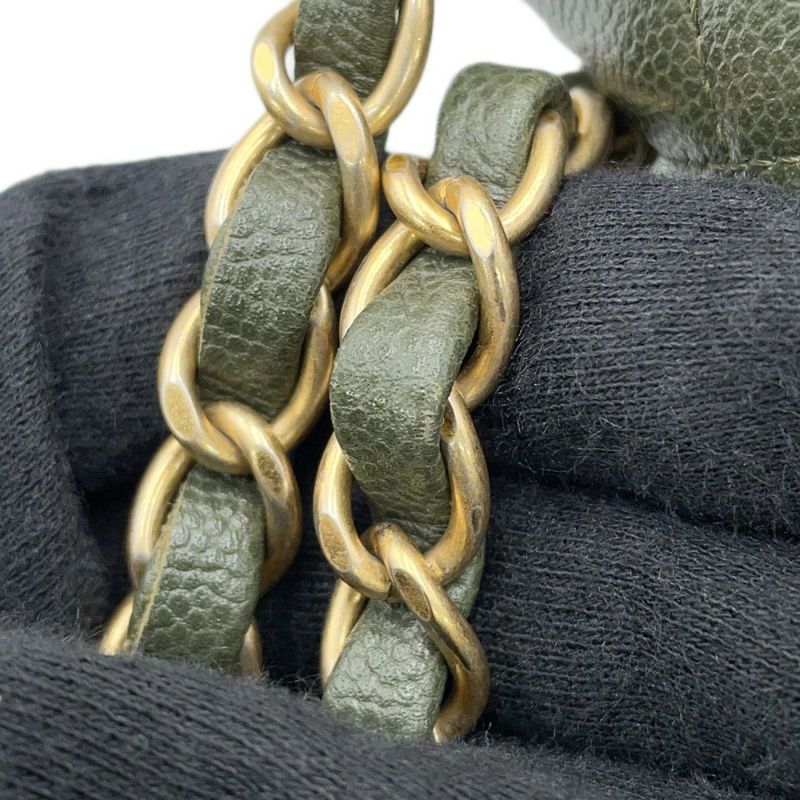 シャネル チェーンショルダーバッグ マトラッセ ココマーク キャビアスキン CHANEL