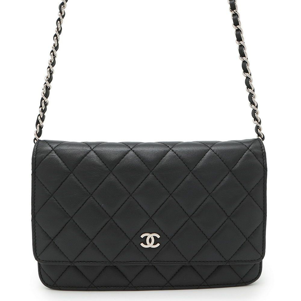 シャネル チェーンウォレット マトラッセ ココマーク ラムスキン キルティング A33814 CHANEL 財布 黒