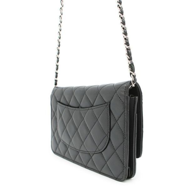 シャネル チェーンウォレット マトラッセ ココマーク ラムスキン キルティング A33814 CHANEL 財布 黒