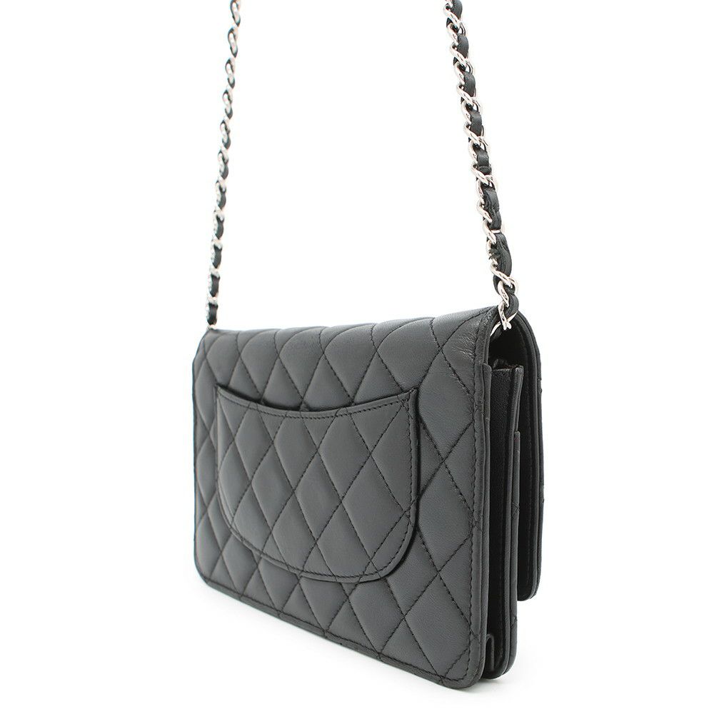 シャネル チェーンウォレット マトラッセ ココマーク ラムスキン キルティング A33814 CHANEL 財布 黒