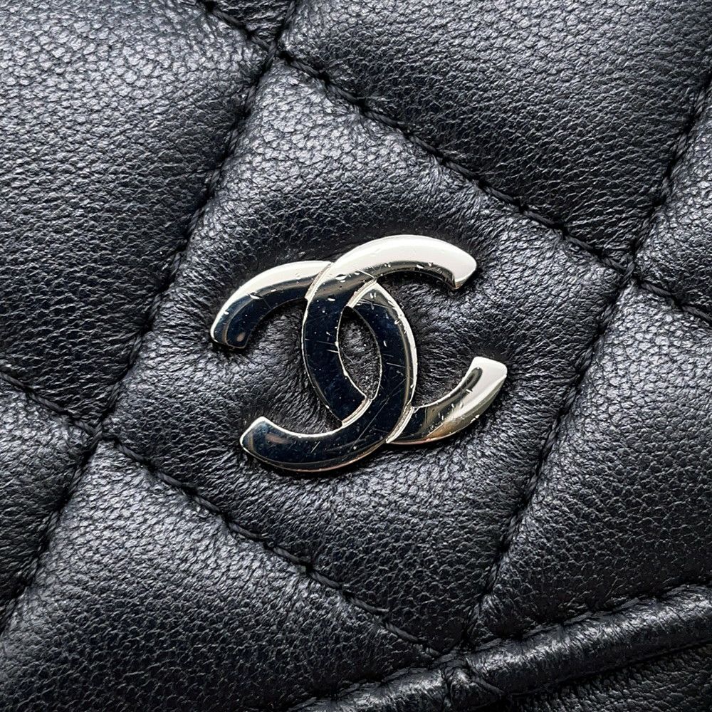 シャネル チェーンウォレット マトラッセ ココマーク ラムスキン キルティング A33814 CHANEL 財布 黒