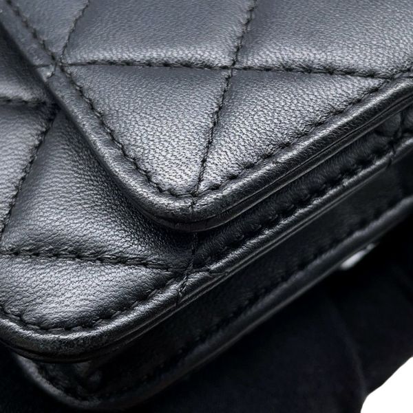 シャネル チェーンウォレット マトラッセ ココマーク ラムスキン キルティング A33814 CHANEL 財布 黒