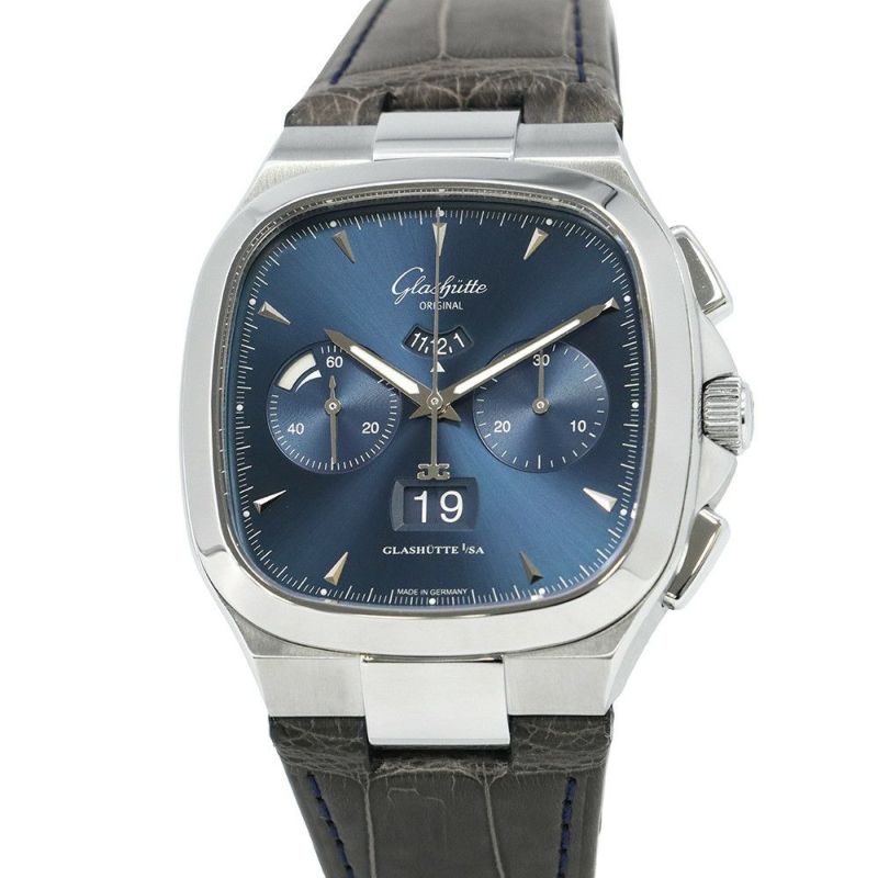 グラスヒュッテ セブンティーズ クロノグラフ パノラマデイト GLASHUTTE ORIGINAL 腕時計 ブルー文字盤