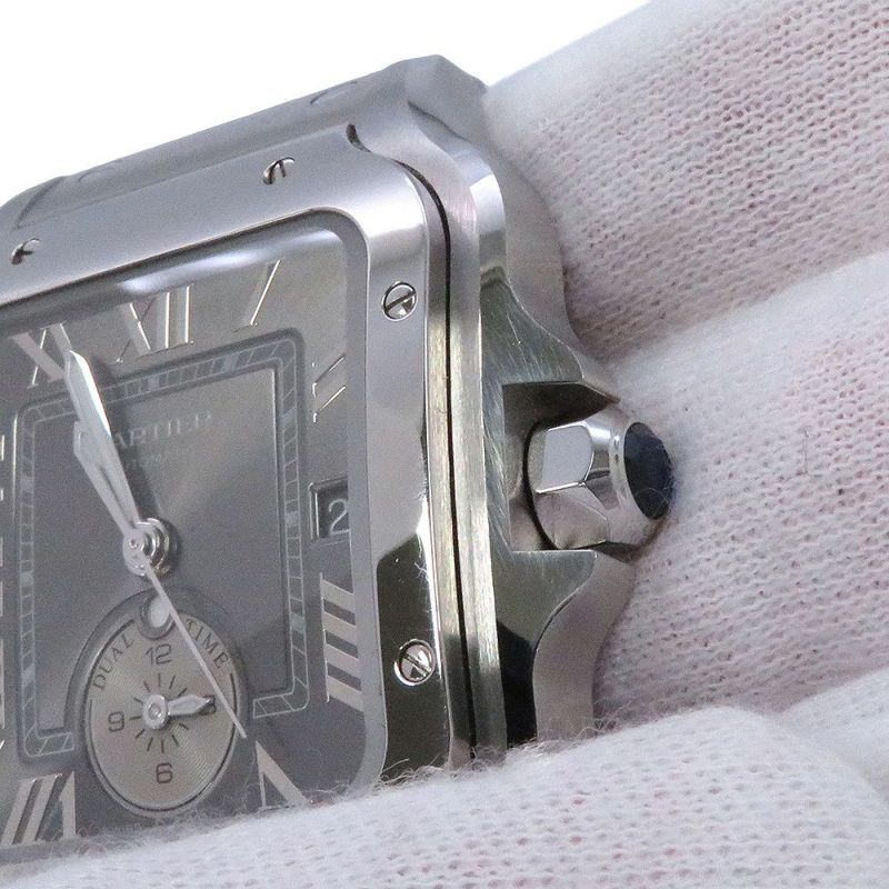 カルティエ サントス ドゥ カルティエ デュアルタイムゾーン LM WSSA0076 Cartier 腕時計 グレー文字盤