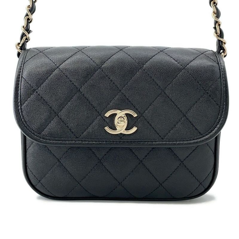 シャネル チェーンショルダーバッグ マトラッセ ココマーク スモールメッセンジャーバッグ ラムスキン AS2447 CHANEL 黒
