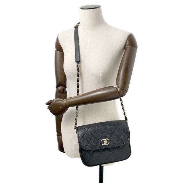 シャネル チェーンショルダーバッグ マトラッセ ココマーク スモールメッセンジャーバッグ ラムスキン AS2447 CHANEL 黒