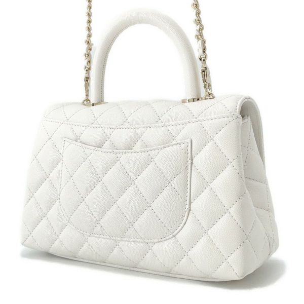 シャネル ハンドバッグ マトラッセ ココマーク ココハンドル キャビアスキン A92990 CHANEL 2way 白