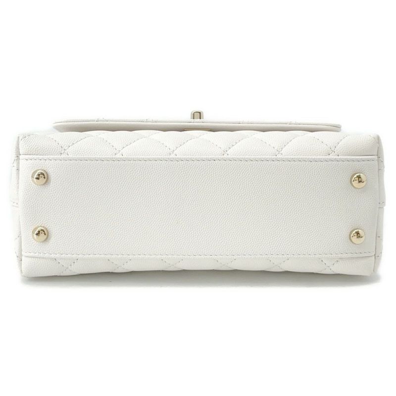 シャネル ハンドバッグ マトラッセ ココマーク ココハンドル キャビアスキン A92990 CHANEL 2way 白