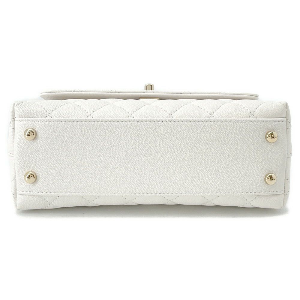 シャネル ハンドバッグ マトラッセ ココマーク ココハンドル キャビアスキン A92990 CHANEL 2way 白