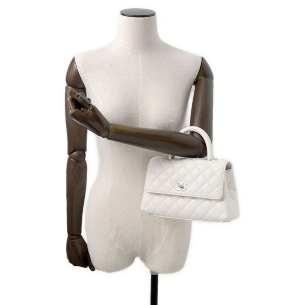 シャネル ハンドバッグ マトラッセ ココマーク ココハンドル キャビアスキン A92990 CHANEL 2way 白