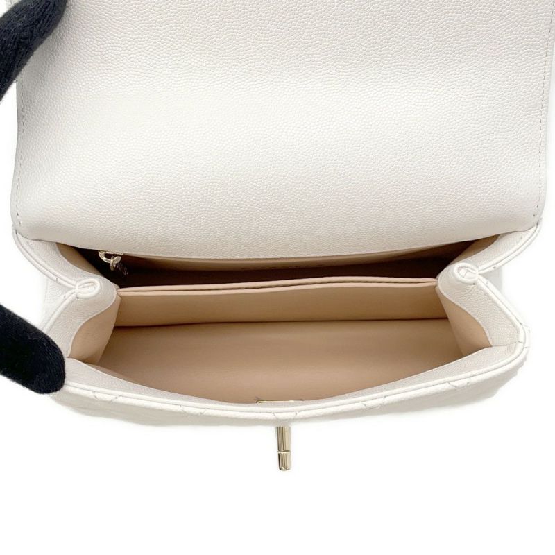 シャネル ハンドバッグ マトラッセ ココマーク ココハンドル キャビアスキン A92990 CHANEL 2way 白