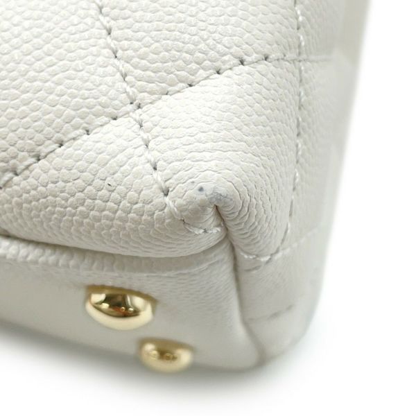 シャネル ハンドバッグ マトラッセ ココマーク ココハンドル キャビアスキン A92990 CHANEL 2way 白