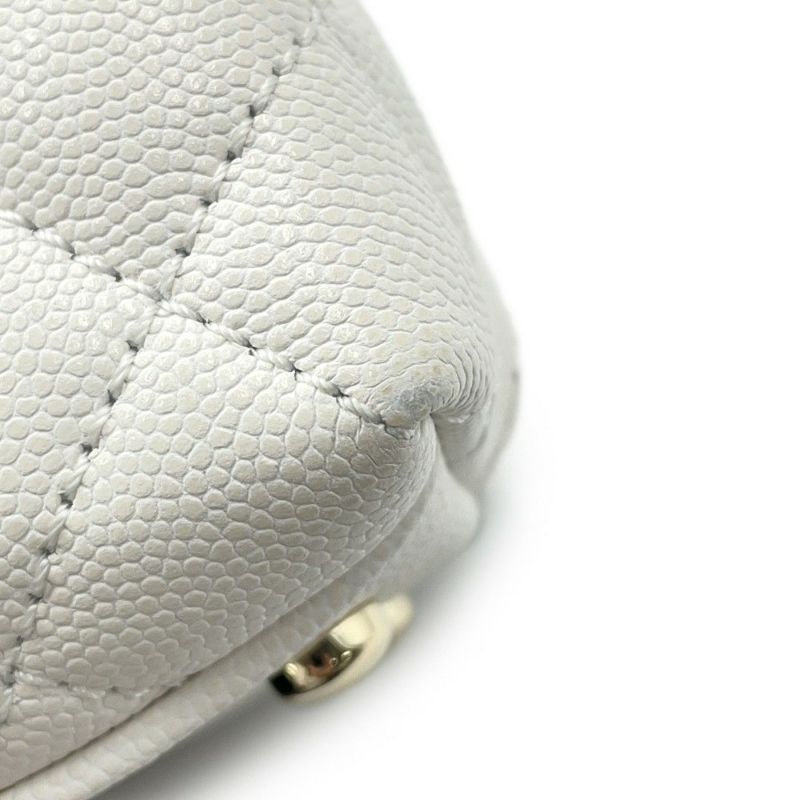 シャネル ハンドバッグ マトラッセ ココマーク ココハンドル キャビアスキン A92990 CHANEL 2way 白