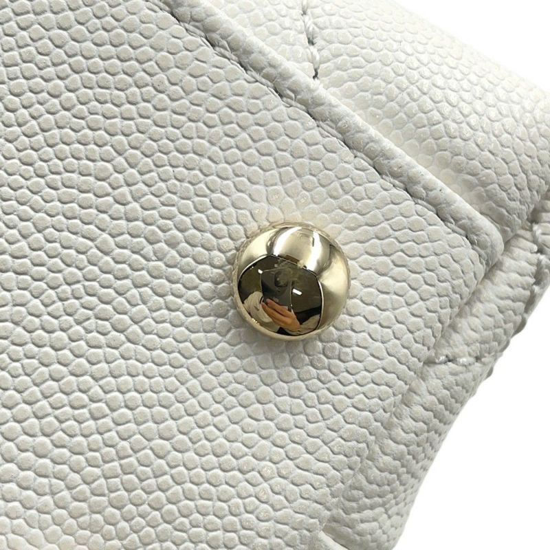 シャネル ハンドバッグ マトラッセ ココマーク ココハンドル キャビアスキン A92990 CHANEL 2way 白
