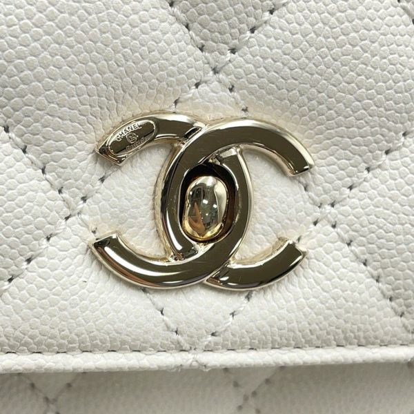 シャネル ハンドバッグ マトラッセ ココマーク ココハンドル キャビアスキン A92990 CHANEL 2way 白