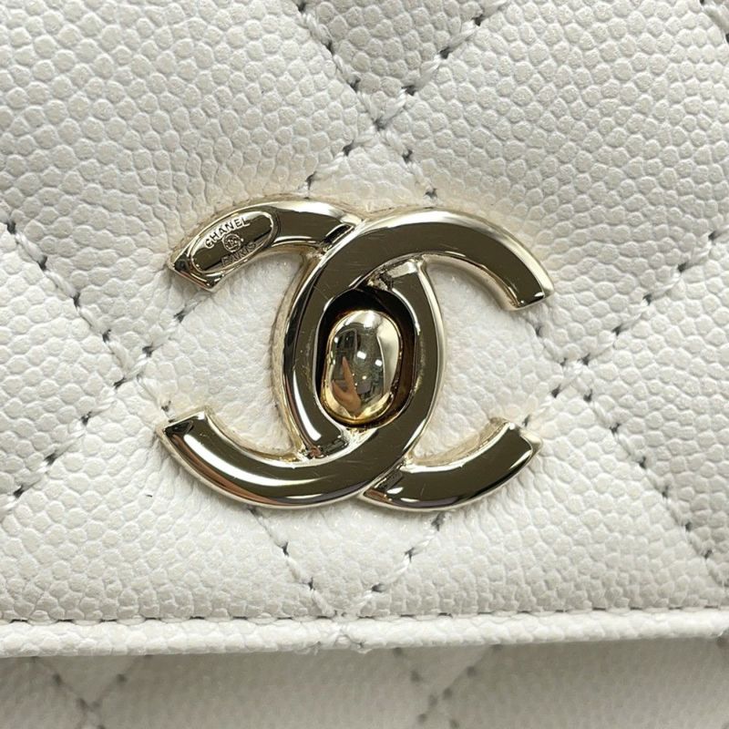 シャネル ハンドバッグ マトラッセ ココマーク ココハンドル キャビアスキン A92990 CHANEL 2way 白