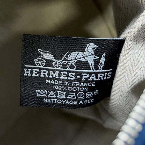 エルメス ポーチ ブリッド・ア・ブラックGM ネイビー/グリーン/シルバー金具 キャンバス HERMES