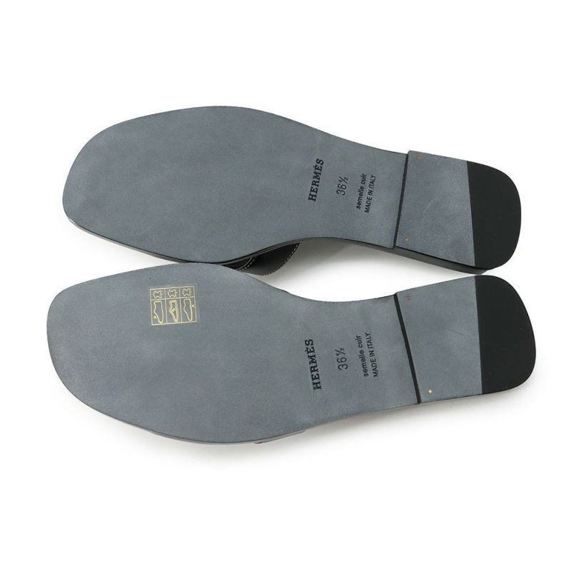 エルメス サンダル オラン レザー レディースサイズ36 1/2 HERMES 靴 黒