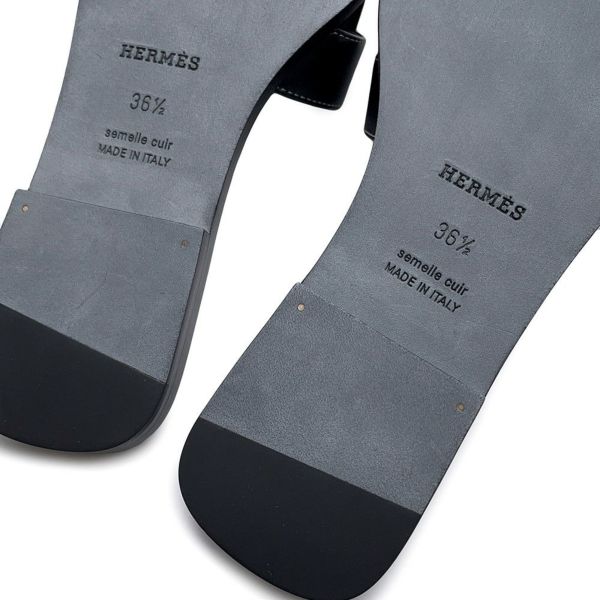エルメス サンダル オラン レザー レディースサイズ36 1/2 HERMES 靴 黒