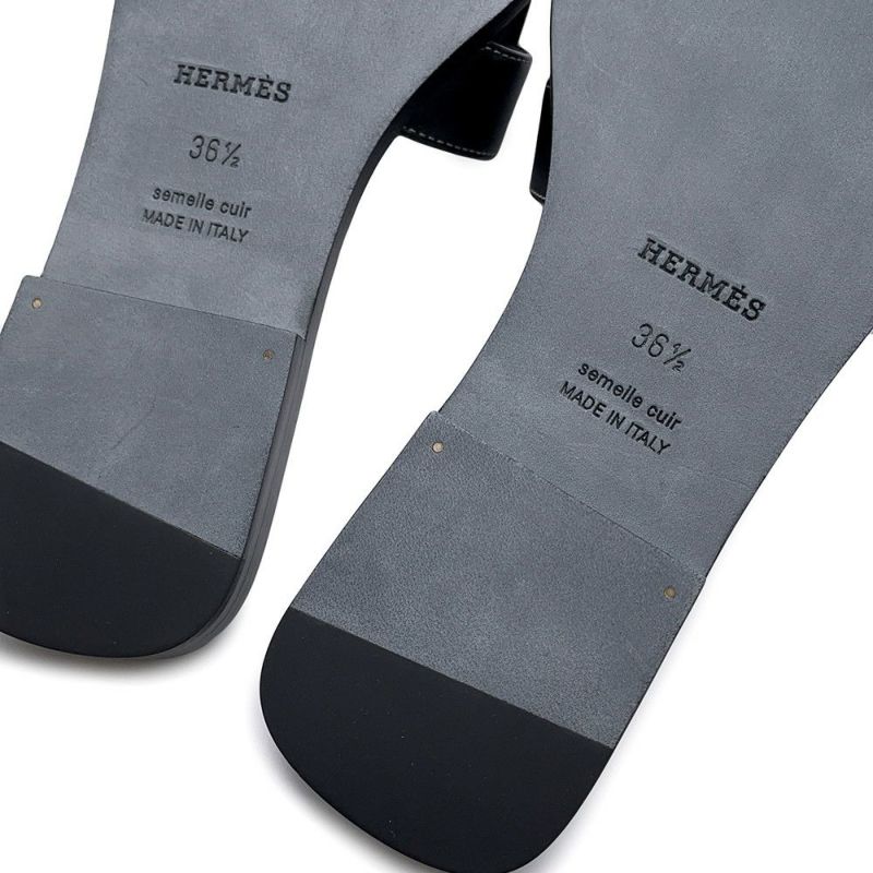 エルメス サンダル オラン レザー レディースサイズ36 1/2 HERMES 靴 黒