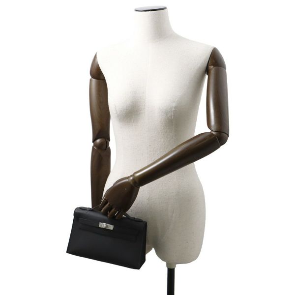 エルメス ハンドバッグ ポシェットケリー ブラック/シルバー金具 スイフト K刻印 HERMES バッグ 黒