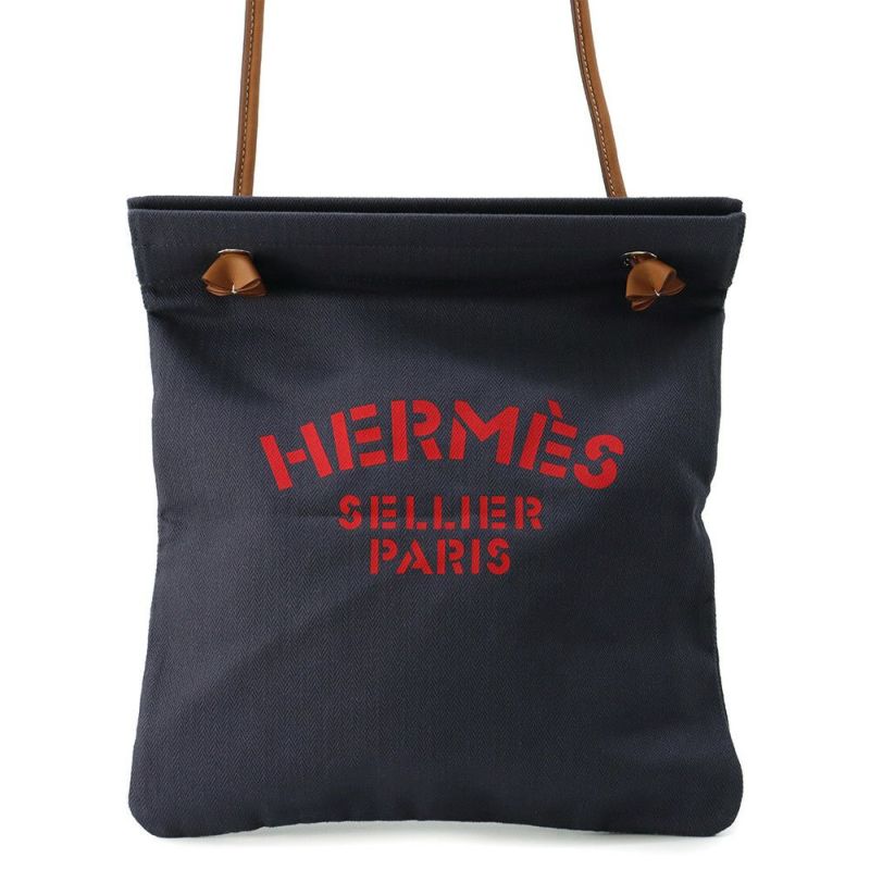 エルメス ショルダーバッグ サック アリーヌMM ブルーインディゴ/フォーブ/シルバー金具 トワルシェブロン/バレニア K刻印