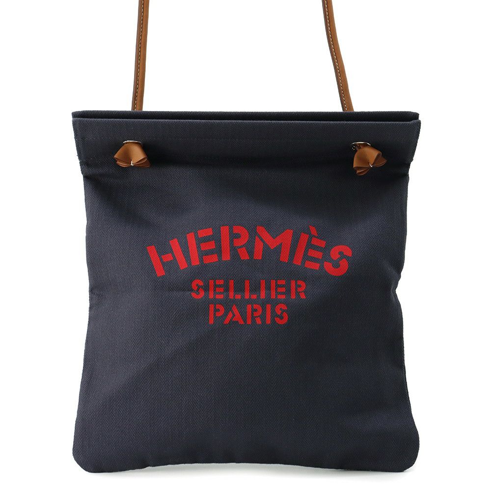 エルメス ショルダーバッグ サック アリーヌMM ブルーインディゴ/フォーブ/シルバー金具 トワルシェブロン/バレニア K刻印