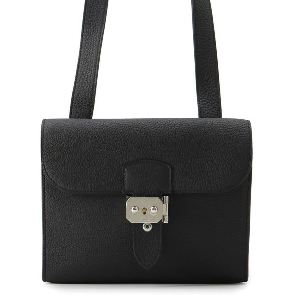 エルメス ショルダーバッグ サック ア デペッシュ21 ブラック/シルバー金具 トゴ W刻印 黒