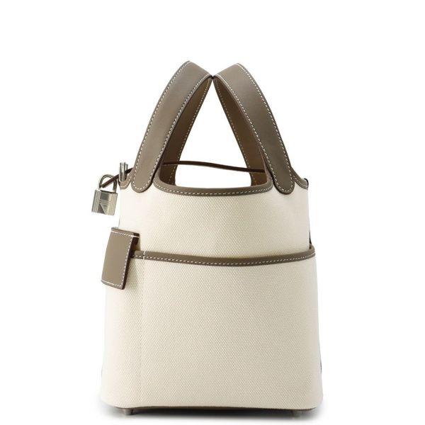 エルメス ハンドバッグ ピコタンロックPM カーゴ エクリュ/エトゥープ/シルバー金具 トワルゴエラン/スイフト W刻印