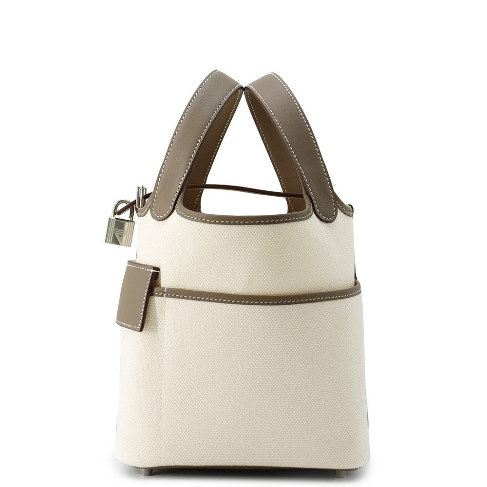 エルメス ハンドバッグ ピコタンロックPM カーゴ エクリュ/エトゥープ/シルバー金具 トワルゴエラン/スイフト W刻印