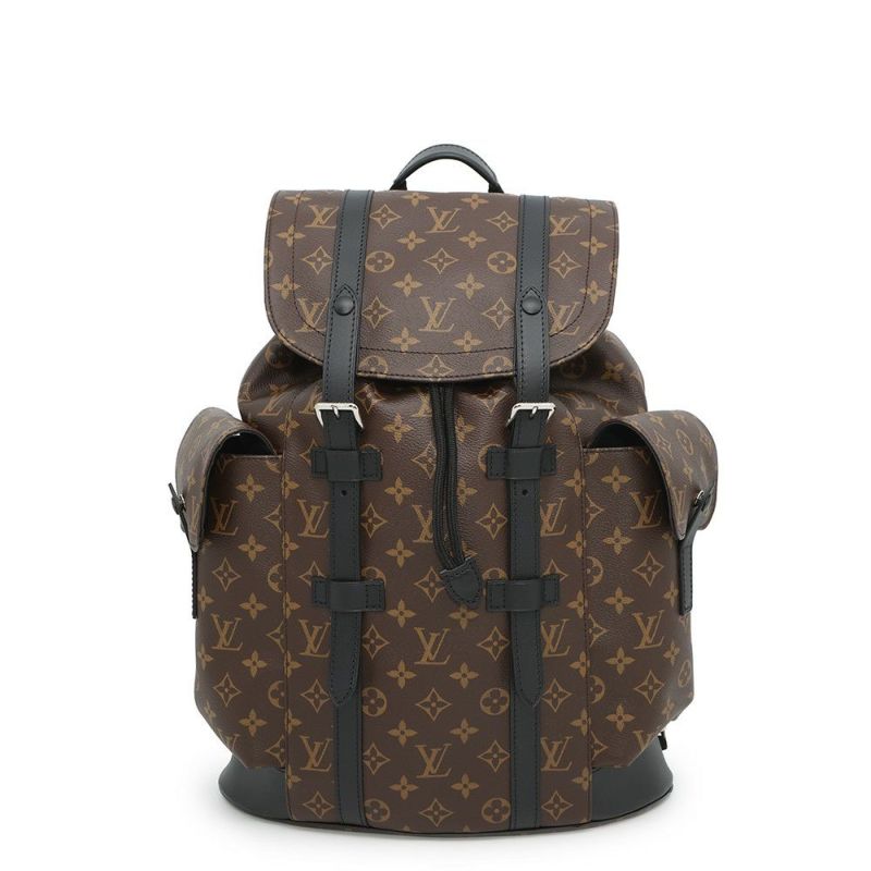ルイヴィトン リュックサック モノグラム・マカサー クリストファーMM M43735 LOUIS VUITTON バックパック 黒 ブラック