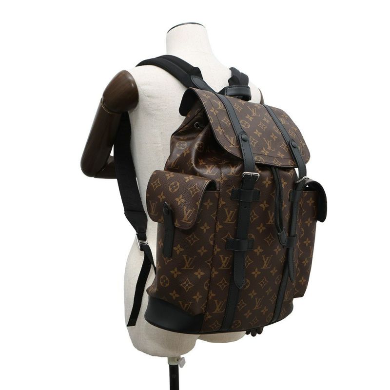 ルイヴィトン リュックサック モノグラム・マカサー クリストファーMM M43735 LOUIS VUITTON バックパック 黒 ブラック