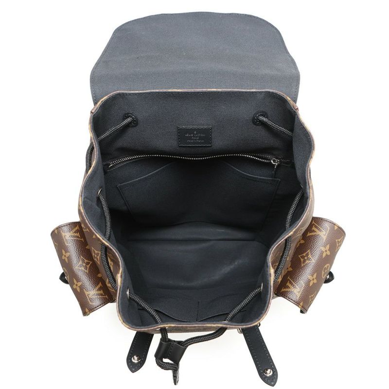 ルイヴィトン リュックサック モノグラム・マカサー クリストファーMM M43735 LOUIS VUITTON バックパック 黒 ブラック