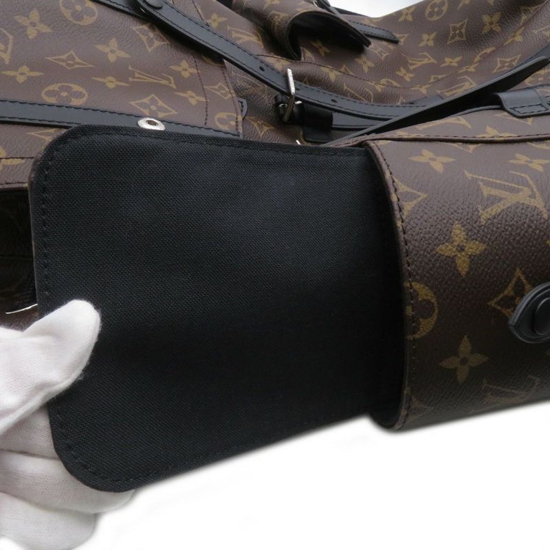 ルイヴィトン リュックサック モノグラム・マカサー クリストファーMM M43735 LOUIS VUITTON バックパック 黒 ブラック