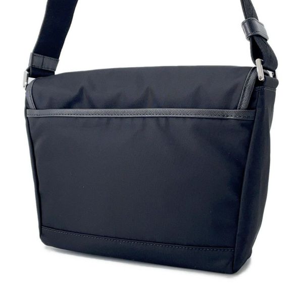 プラダ ショルダーバッグ Re-Nylon xサフィアーノ ナイロン レザー 2VD066 PRADA 斜め掛け 黒
