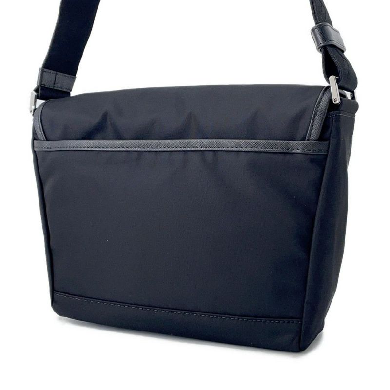 プラダ ショルダーバッグ Re-Nylon xサフィアーノ ナイロン レザー 2VD066 PRADA 斜め掛け 黒