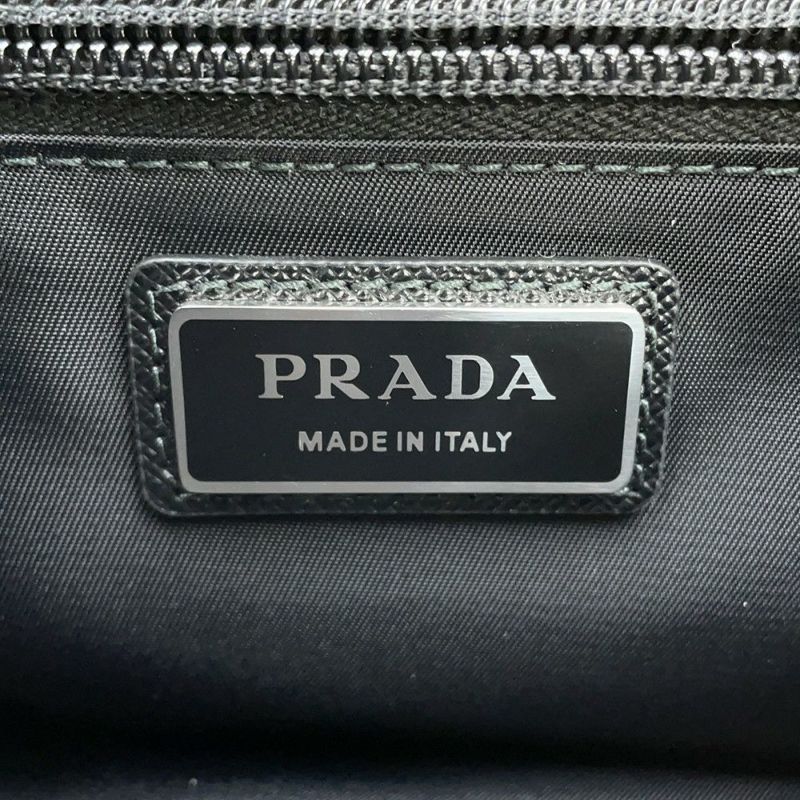 プラダ ショルダーバッグ Re-Nylon xサフィアーノ ナイロン レザー 2VD066 PRADA 斜め掛け 黒