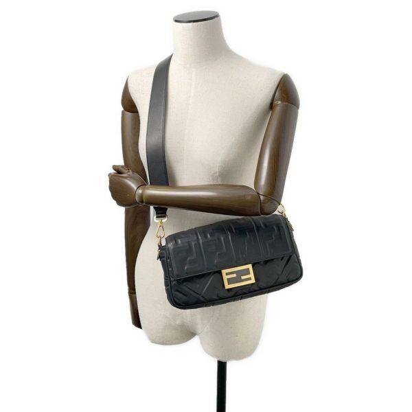 フェンディ ショルダーバッグ FFモチーフ バゲット ラムスキン 8BR600 FENDI 2way ブラック