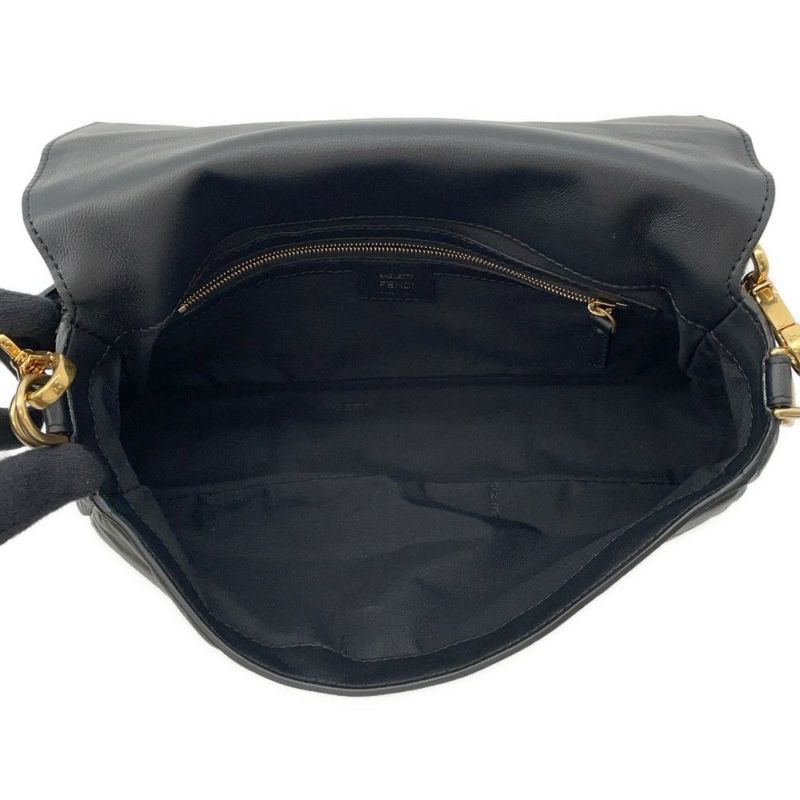 フェンディ ショルダーバッグ FFモチーフ バゲット ラムスキン 8BR600 FENDI 2way ブラック