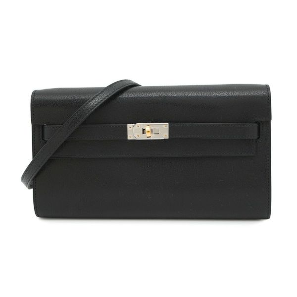 エルメス ケリーウォレット ロング トゥーゴー ブラック/エレクトラム金具 シェブルシャムキラ W刻印 財布 黒