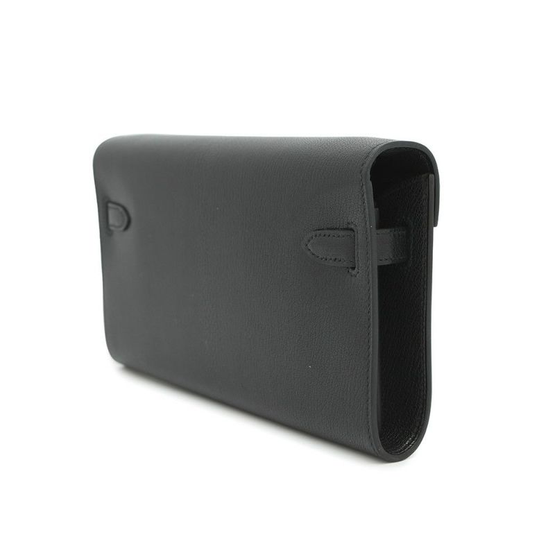 エルメス ケリーウォレット ロング トゥーゴー ブラック/エレクトラム金具 シェブルシャムキラ W刻印 財布 黒