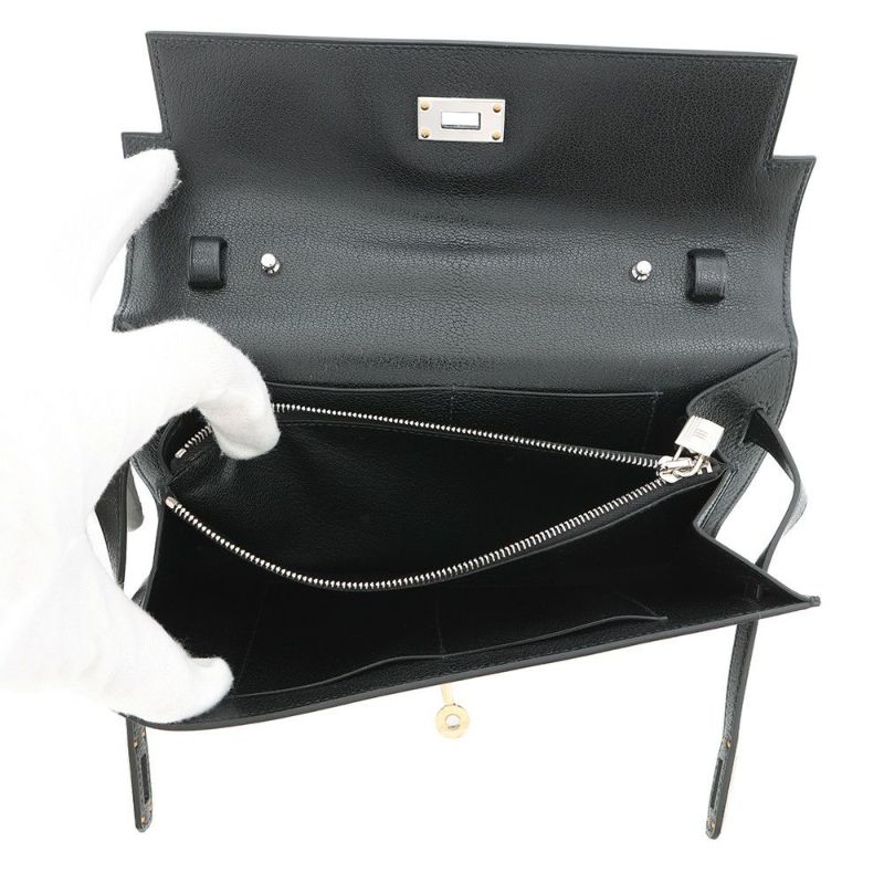 エルメス ケリーウォレット ロング トゥーゴー ブラック/エレクトラム金具 シェブルシャムキラ W刻印 財布 黒